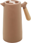 WOLFF - Thermal Coffee Carafe - 34oz / 1L Insulated Plastic Exterior Carafe for Hot or Cold Drinks - Leakproof Coffee and Tea Dispenser with Wood-like Handle and Glass Liner - Black, 34floz/1L