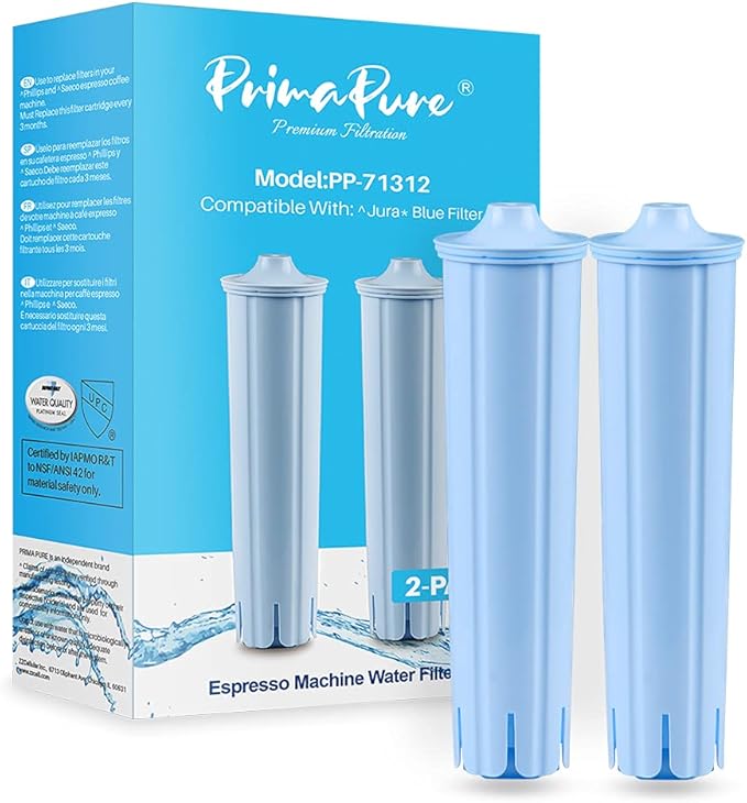 3-Pack PrimaPure Coffee Machine Water Filter Replacement for Jura Clearyl Blue 71445, 67879, ENA3, ENA5, J6, J9, J95 Certified To NSF/ANSI 42 by IAPMO R&T