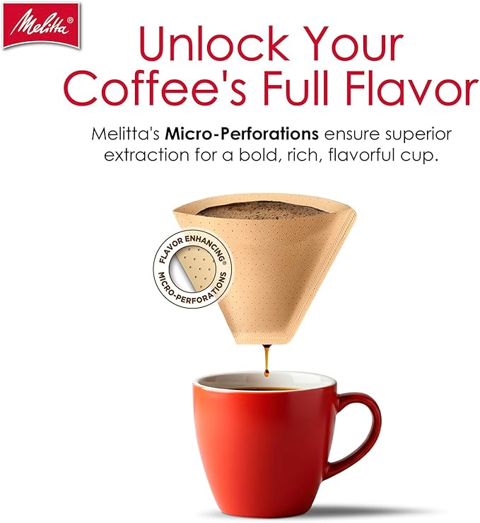 Melitta #4 Cone Coffee Filters, Unbleached Natural Brown, 100 Count (Pack of 3), 300 Total Filters - Packaging May Vary