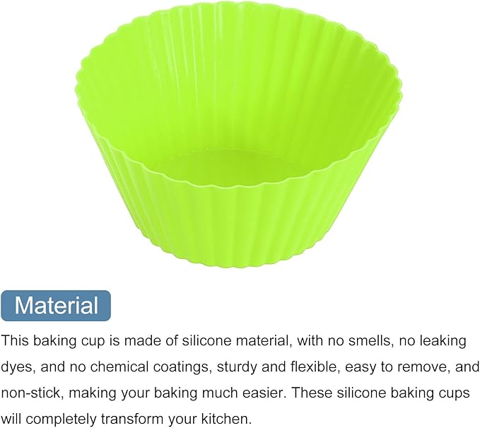 uxcell 18Pcs Silicone Cupcake Liners, Non-Stick Baking Cups, for Cooking Eggs, Baking Muffins and Make a Cake(Green)