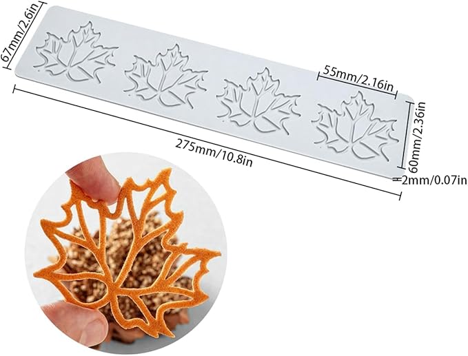 TUKE Hollow Out Maple Leaves Lace Silicone Impressing Mold Mat Fondant Cake Sugar Mould Cooking Tools Decorating Tools Diy Moulds (H_ Maple Leaves)