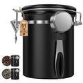 2PCS Coffee Bean Storage Container Set, 1.5L 51oz Airtight Stainless Steel Coffee Canister with Scoop & Date Tracker, Coffee Grounds Container for Coffee Bar, Tea, Sugar, for Coffee Lovers, Black