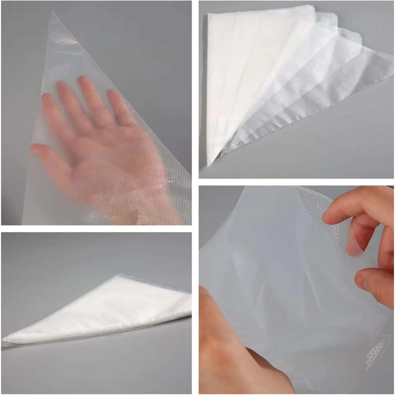 22 inch Large Piping Bags, AMBESTAR 200 Pcs Big Tipless Clear Plastic Disposable Pastry Bags for Frosting Decorating Cake Cupcake Cookie, Pro Long Thick Pastry Bag Essential Baking Tools