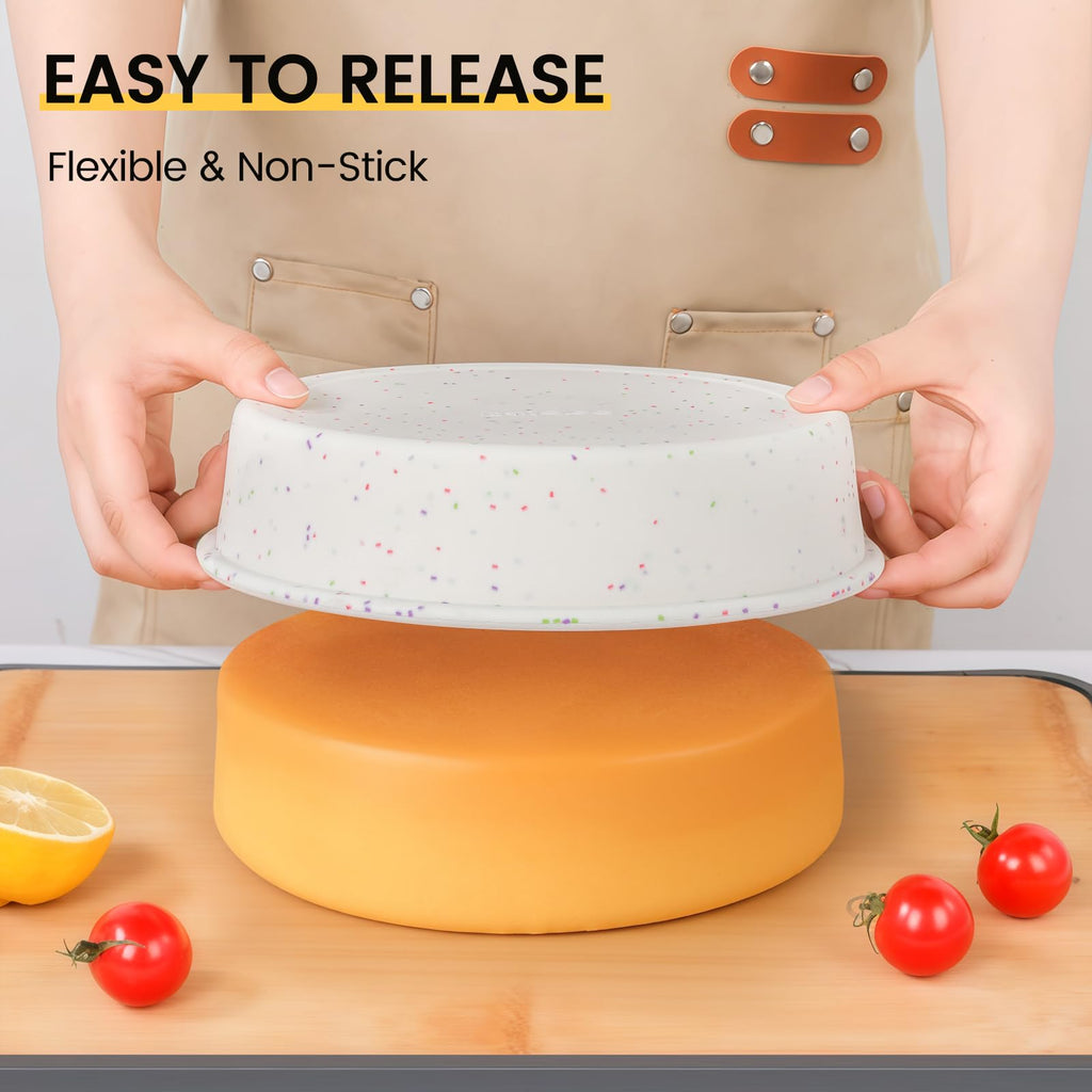 Vinino 8 Inch Silicone Round Cake Pan, Set of 2