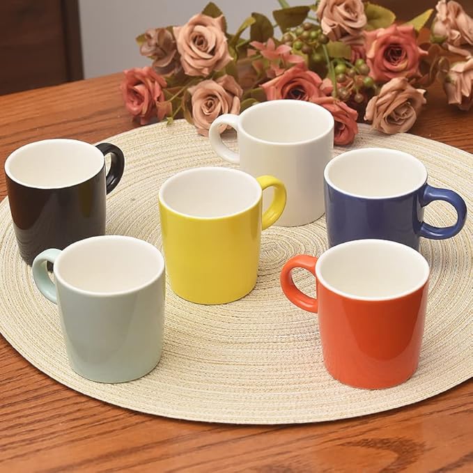 homEdge Mini Procelain Espresso Cup, 4 Ounces / 120 ml Tiny Ceramic Coffee Mugs Demitasse for Espresso, Tea- Set of 6, Yellow