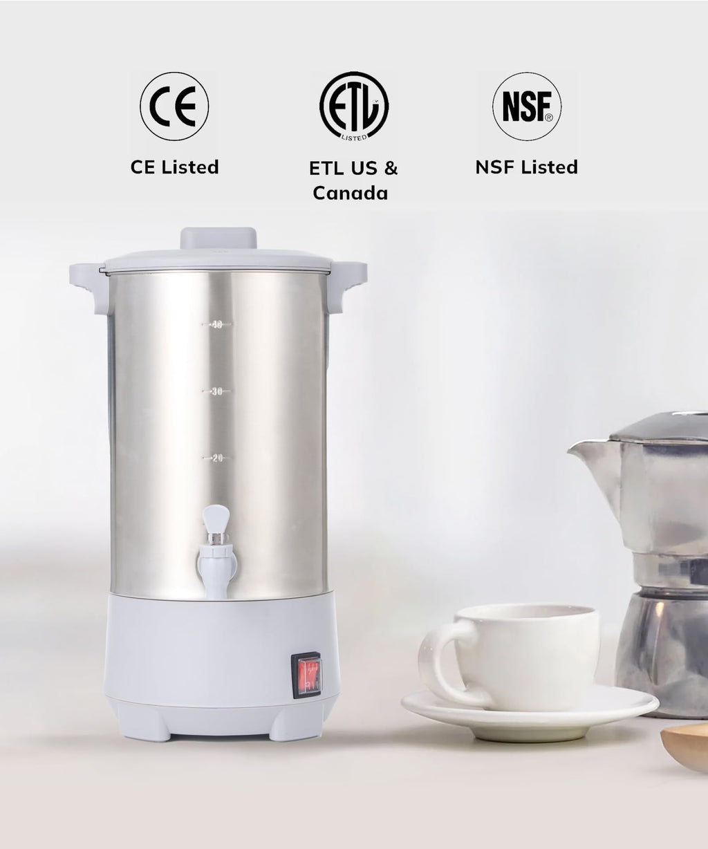 SYBO Commercial Grade Stainless Steel Percolate Coffee Maker Hot Water Urn for Catering, 30-Cup, 4.5L, Grey