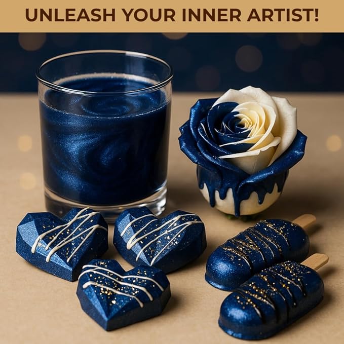 Bulk (20g) Navy Blue Luster Dust Edible Glitter for Cocktails | Premium Edible Navy Blue Luster Dust for Cake Decorations - Edible Glitter for Drinks Cupcakes Cookies Cakes Food Paint