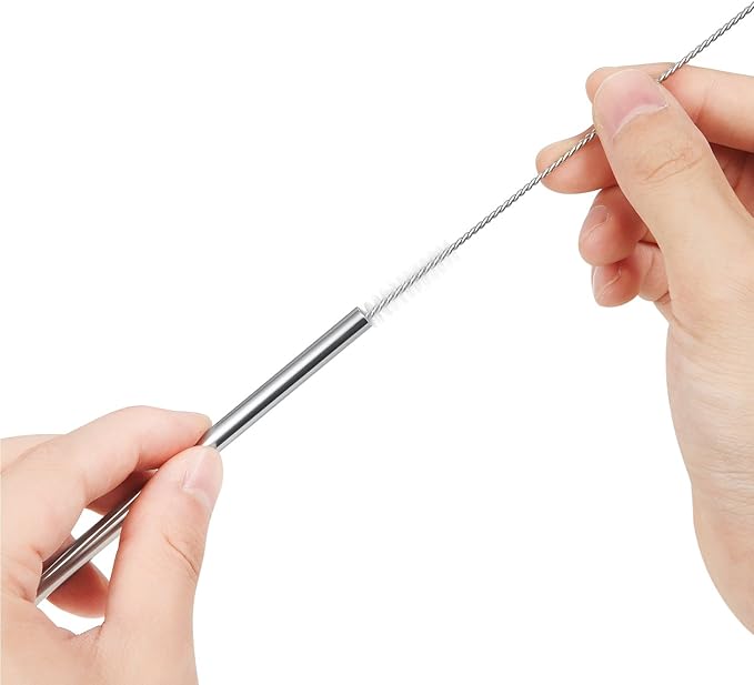 25 Piece Set Stainless Steel Straws Long 8.5 Inch Drinking Metal Straws Reusable Drinking Straws for 20 OZ (20 Straight| 5 Brushes)