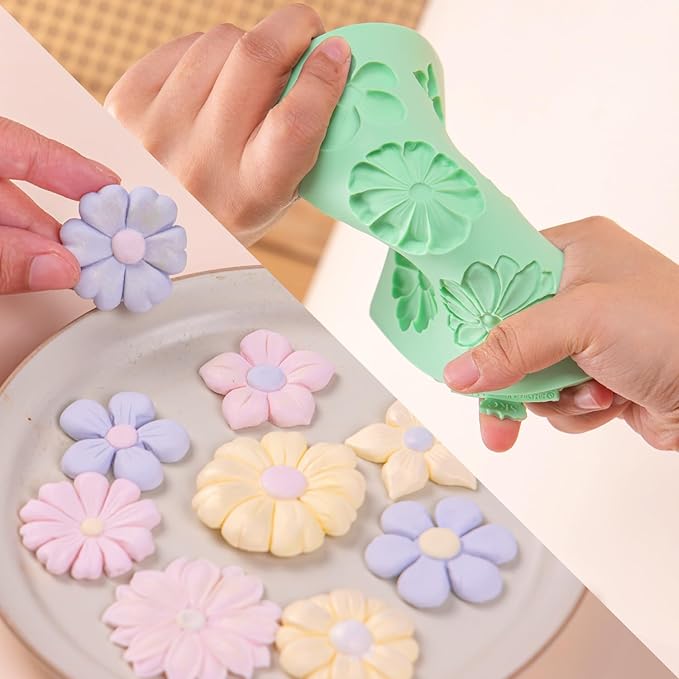 KALAIEN Flower Silicone Molds,Rose Flower Chocolate Mold Daisy Silicone Mold for Crafts,2 Pcs Rose Silicone Mold Fondant Molds for Cake Decorating