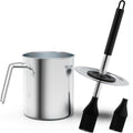 Geesta Adjustable Sauce Pot and Basting Brush Set, Long Stainless Steel Basting Brush for Cooking, Smoking, Fathers Day Grilling Gifts for Men Smoker Accessories, Large Capacity Grilling Tools, 1 Pack