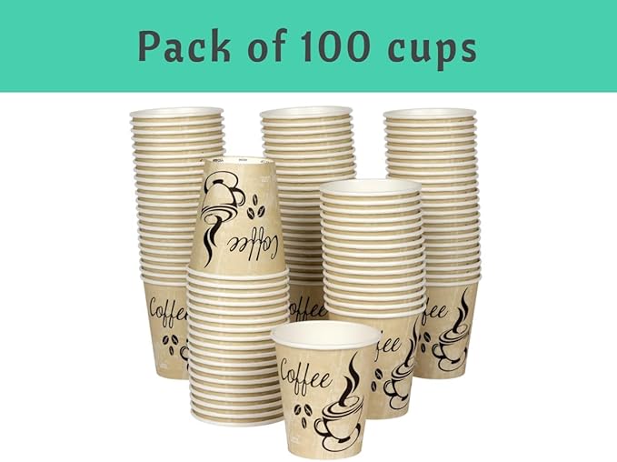 Smygoods Disposable Coffee Cups, To Go Paper Hot Cups, Classic Design (10 OZ, 100 Count) For Hot Beverages, Coffee, Tea, Espresso, Cocoa - Vasos Para Cafe