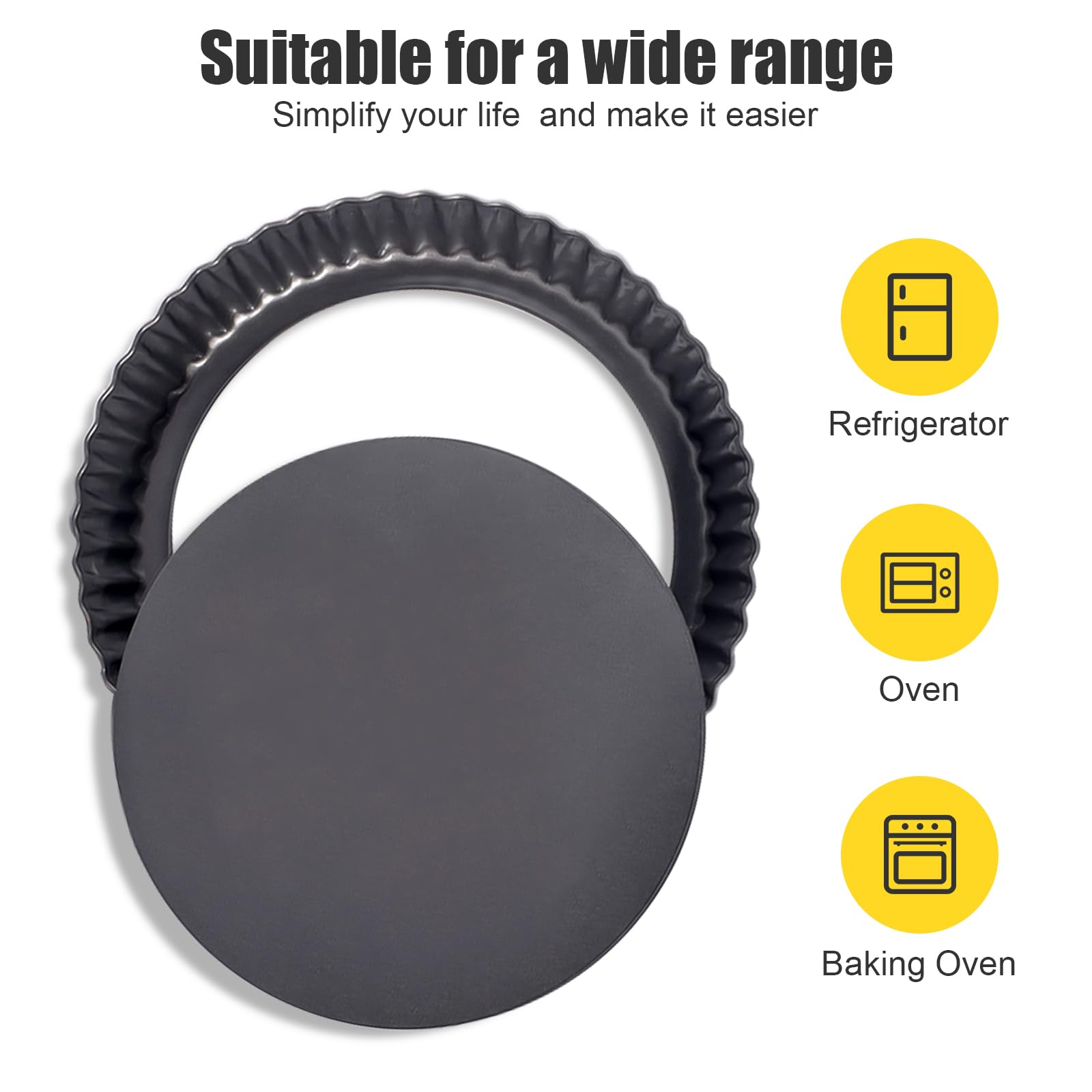 Mooisco Tart Pan Removable Bottom 9 Inch Tart Pans Round Nonstick Quiche Pan Carbon Steel Quiche Baking Dish with Fluted Edges Fruit Tart Molds for Baking Pie Mold Pizza Chiffon Cake Dessert