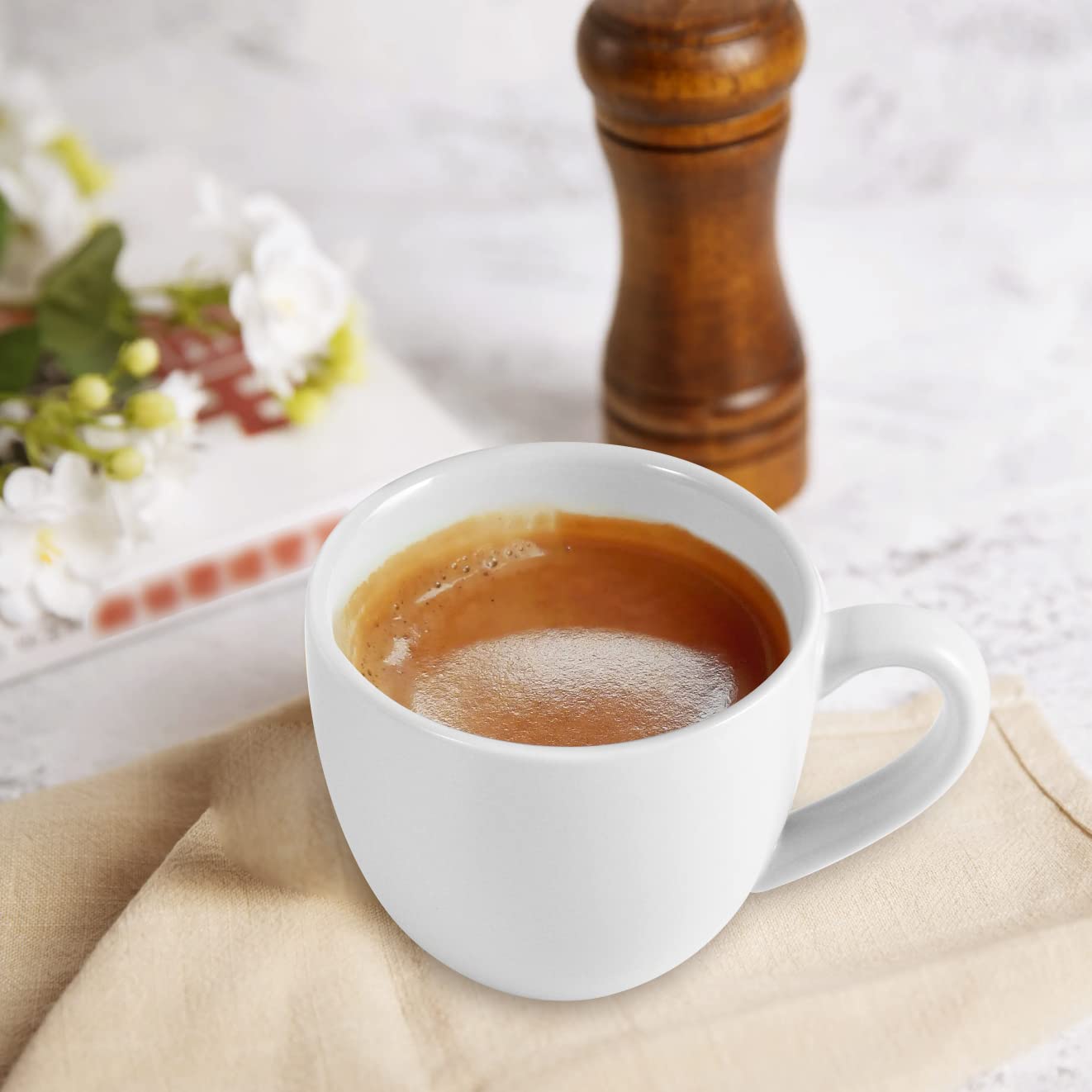homEdge Mini Porcelain Espresso Cup, 3 Ounces / 90 ml Tiny Coffee Mugs Demitasse for Espresso, Tea- White