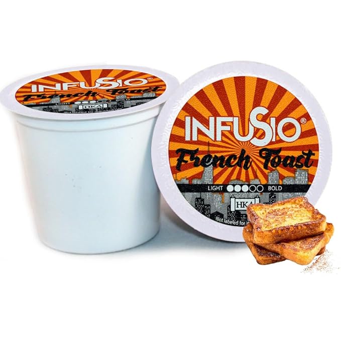 InfuSio Flavored Coffee Pods Variety Pack – 48 Count, 12 Gourmet Medium Roast Dessert-Inspired Blends like Bananas Foster & Crème Brûlée, Compatible with Keurig K-Cup 2.0 Brewers