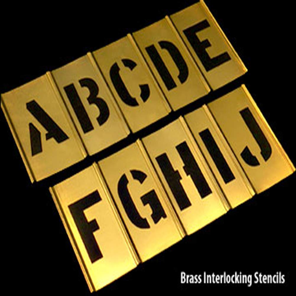 Deezio Brass Letter Number Stencils 3 Inch Interlocking Alphabet Stencils - 46 Piece Set