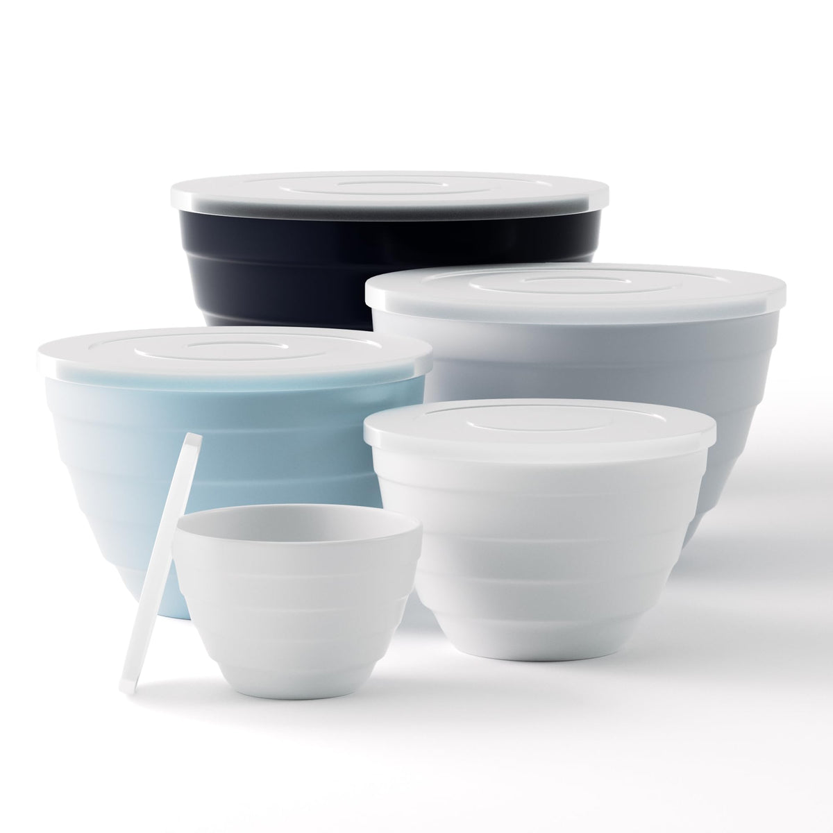 TP Melamine Mixing Bowl Set with Lids, Salad Bowl Set of 3, Glossy Teal
