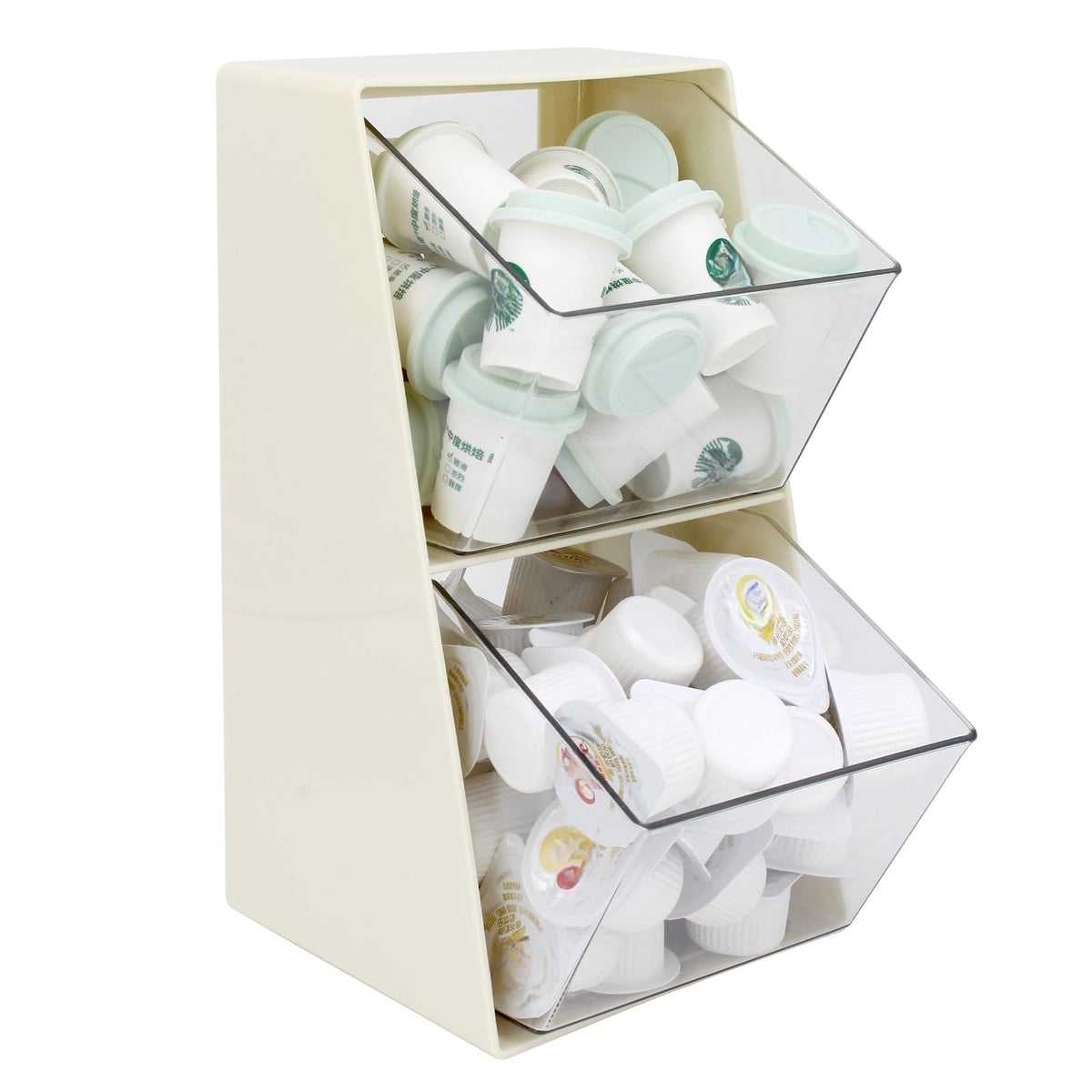 2 Pack Coffee Pod Holder K Cup Storage Organizer for Home Office Bar Countertop Organiser Storage Bins for Coffee Station Counter Container for Tea bag Sugar Creamer Filter Green
