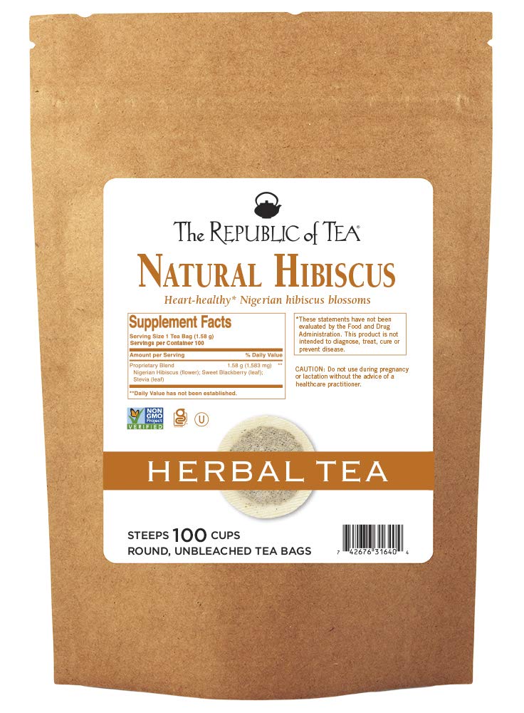 The Republic of Tea Natural Hibiscus Super Refill Herbal Tea, 100 Count