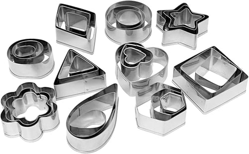30Pcs Mini Cookie Cutter Set，Stainless Steel Multi Shapes Kit Cutters for Baking, Holiday Cookies, Small Stainless Steel Fruit Veggie Tiny Polymer Clay Cutters for Kids
