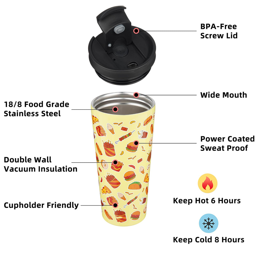 BJPKPK 22 oz Coffee Tumbler with Straw, Insulated Stainless Steel Cup