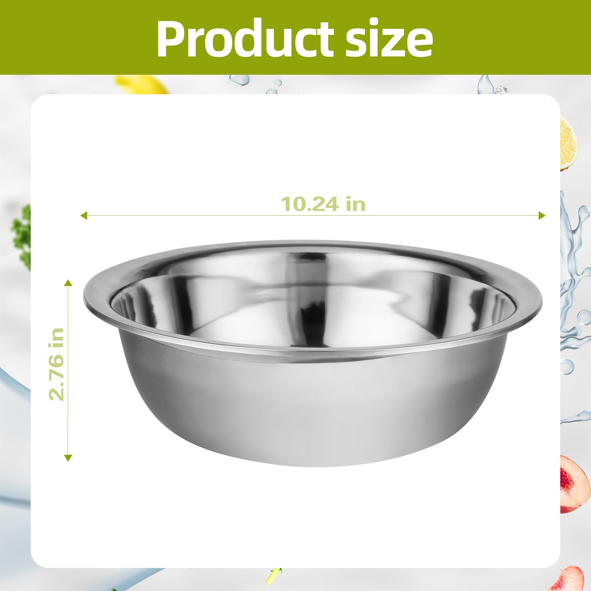 TREEHAC 10 Pack 10.24 x 2.76 Inch Stainless Steel Mixing Bowls for Bulk Food Prep with Nesting Design for Hotel Restaurant and Home Kitchen Cooking in Silver