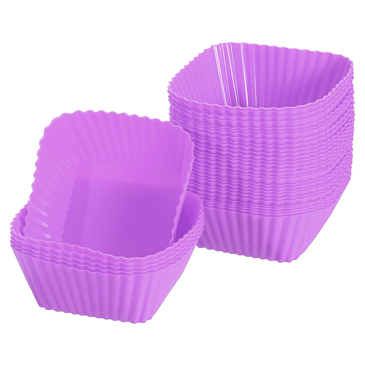 uxcell 18Pcs Silicone Cupcake Baking Cups, Silicone Muffins Liners Non-Stick Square Baking Cups, for Cooking Eggs Baking Muffins and Make a Cake(Red)