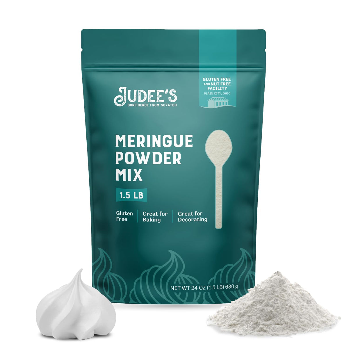 Judee's Gluten Free Complete Meringue Powder Mix - Royal Icing Mix & Cookie Decorating Supplies - Meringue Powder for Cookies & Pies - 11.4 Oz