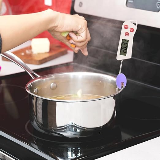 Thermometer Fixing Clip Silicone Thermometer Clip Non-Scratch Design Compatible with Probe Kitchen Accessory for Candle Soap Jam Candy Milk Chocolate Cooking