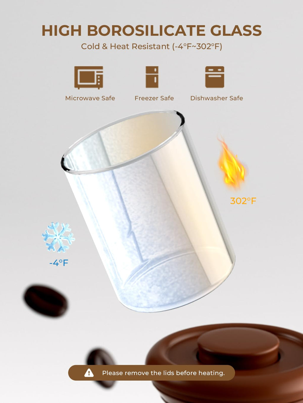Tourdeus Glass Coffee Bean Jar – Pop Top Air Tight Coffee Bean Container with CO2 Valve, 10 oz Coffee Storage Airtight Canister, 0.63lb