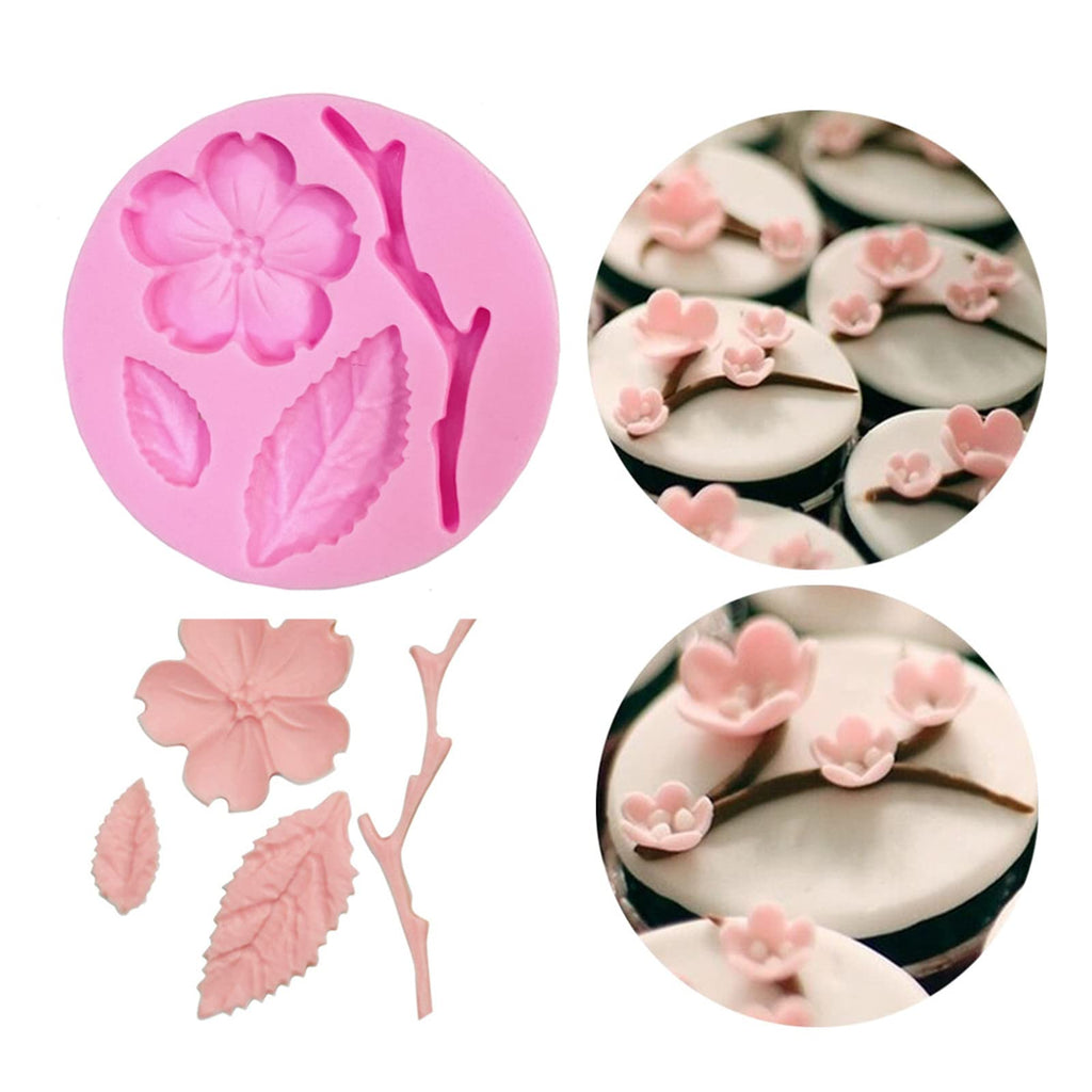 DD-life 9 Pcs Flowers Fondant Molds Silicone for Cupcake Dessert