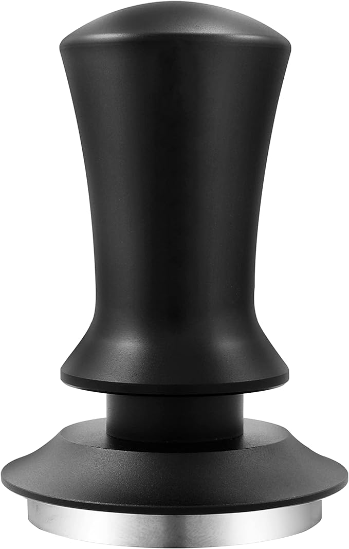 K COOL Espresso Hand Tamper, Premium Barista Coffee Tamper with Calibrated Spring, Stainless Steel Base Tamper Compatible with Espresso Machine Rancilio, Gaggia Bottomless Portafilter (58mm, Black)