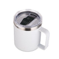 Volhoply 14oz Insulated Stainless Steel Coffee Mug with Leakproof Lid,Double Wall Vacuum Travel Coffee Cup with Handle,Reusable Metal Cups Tumbler,Camping Mugs Keep Hot/Cold,Ideal Gifts(White,1)
