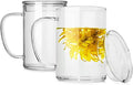 LUXU Glass Coffee Mugs,Clear Tea Cups Set of 4