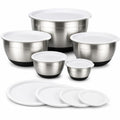 Avador Premium Stainless Steel Mixing Bowls with Lids Non-Slip, Set of 5 Mixing Bowl Set with Silicone Base, Space Saving, Great for Cooking, Baking, Prepping (0.25qt, 1qt, 1.5qt, 3qt, 5qt)