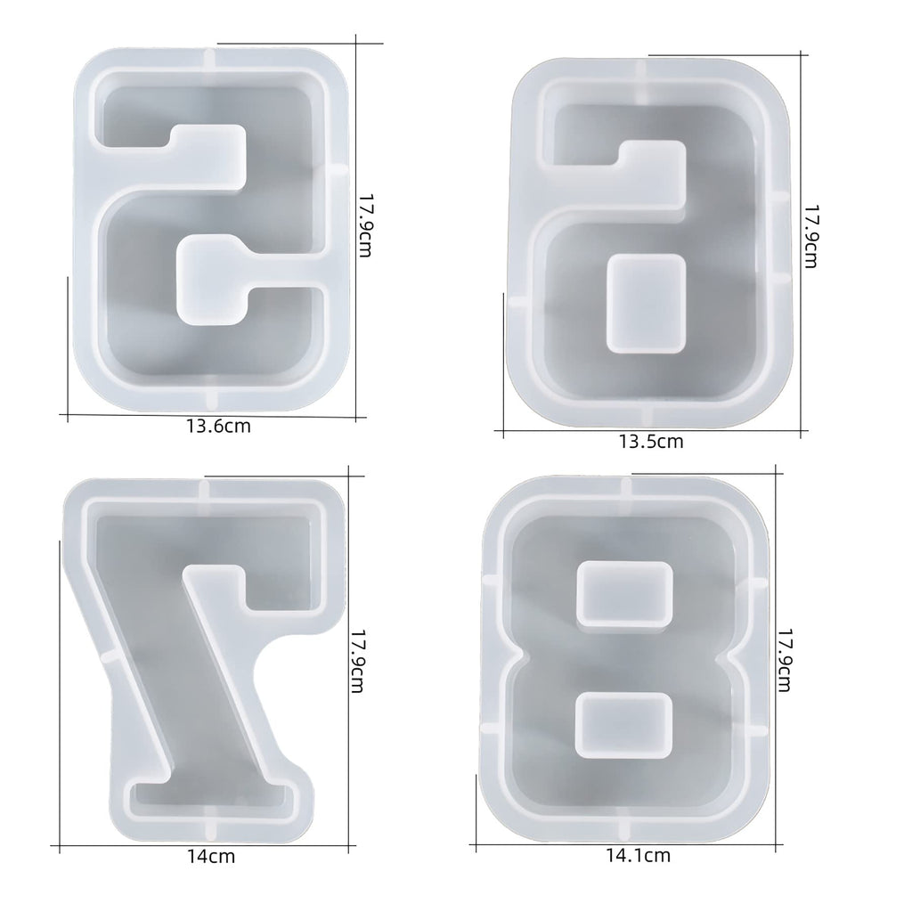 ESEDAGE 7 inch Number Resin Mold 7 Inches 9 Pack Arabic Alphabet Mold 0-9 Alphabet Mold Silicone Mold for Resin Handmade Letter Resin Casting Mold Alphabet Soap Making Molds