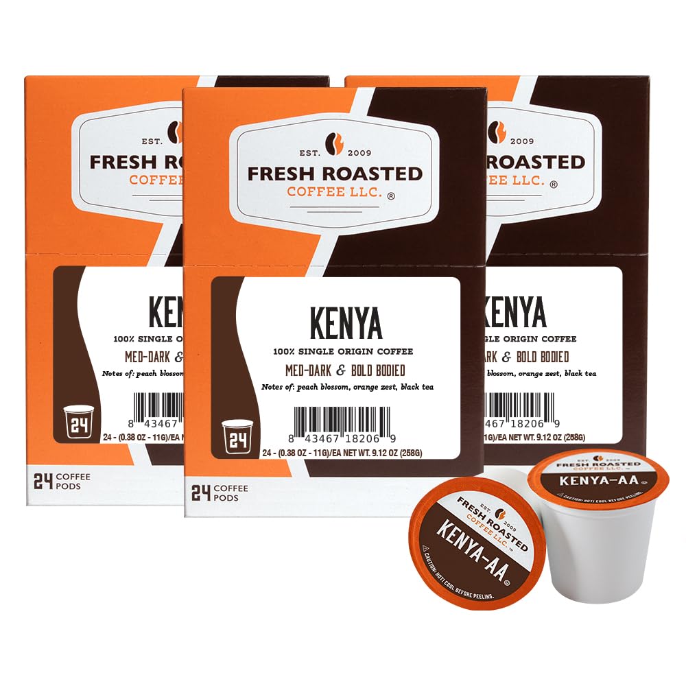 Fresh Roasted Coffee, Organic Bali Blue Moon K-Cup Pods for Keurig Brewers, Medium Roast, USDA Organic, Kosher, 24 Count (Pack of 3)
