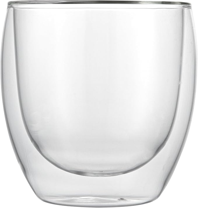 Restaurantware Glass Espresso Cups 5 Count 12 Ounces Borosilicate Double Wall Glass Coffee Mugs Insulated Clear Tea Drinkware for Hot or Cold Beverages