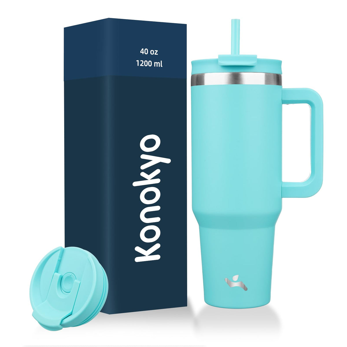 Konokyo 30 oz Insulated Tumbler Water Bottle with Handle, Straw Lid