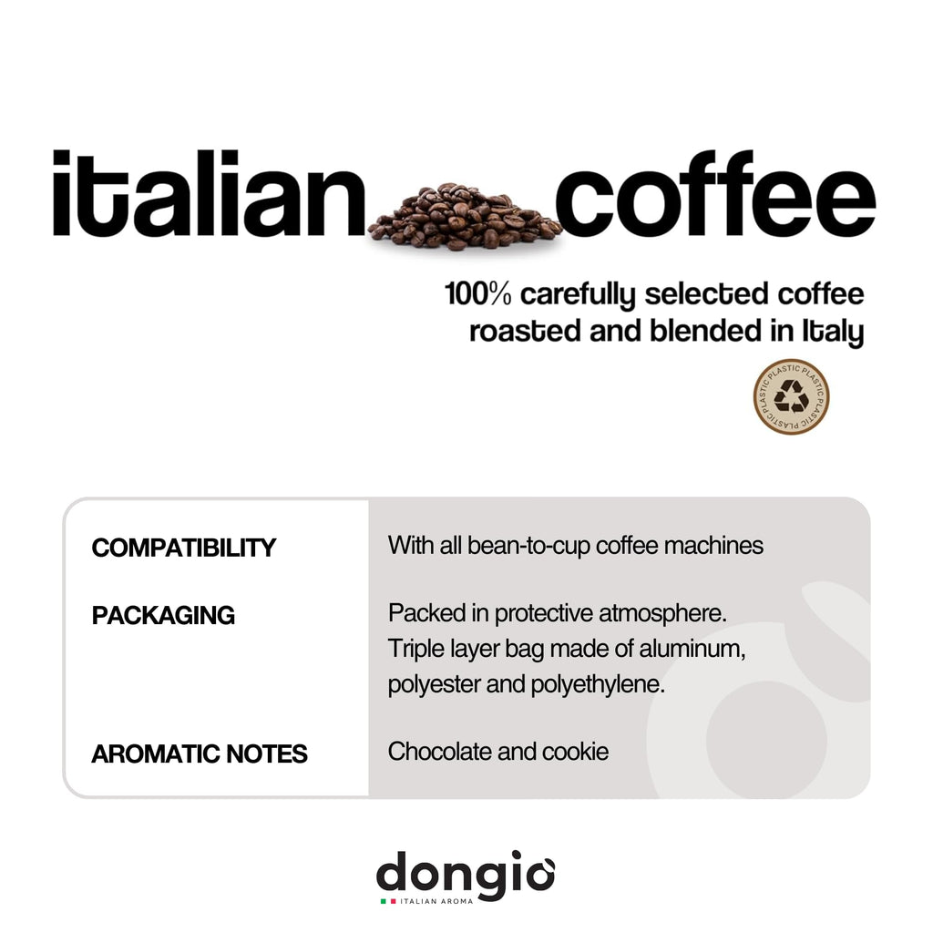 Dongio Caffe Napoli Blend Whole Bean Coffee, Dark Espresso Roast, 2.2 lb Bag, Roasted in Italy, Premium Italian Coffee Beans with Dark Chocolate & Baked Cookie Notes