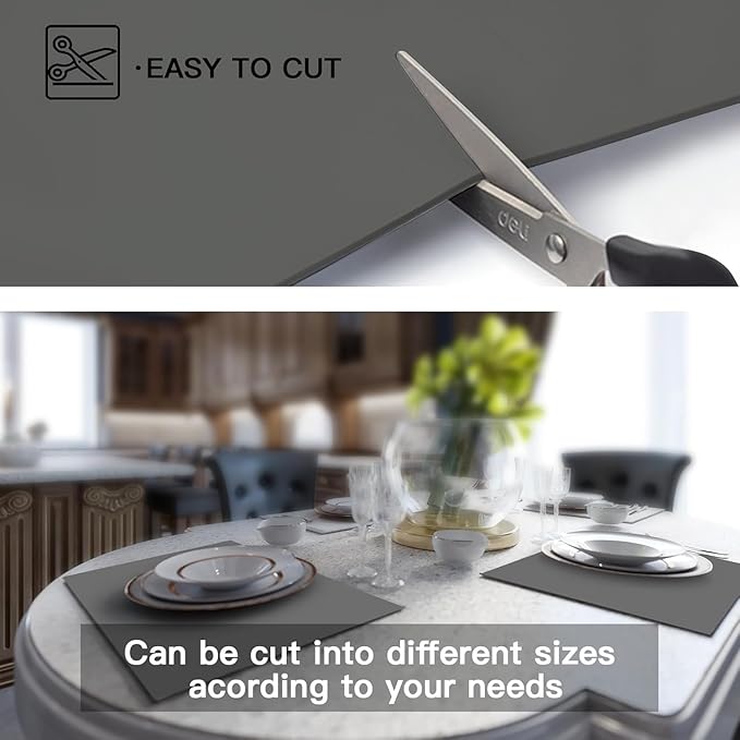 2MM Thick Silicone Countertop Mat, 23.6"x 23.6" Silicone Mats for Kitchen Counter, Nonslip Heat Resistant Mat, Large Kitchen Counter Mats, Waterproof Countertop Protector, Dark Gray