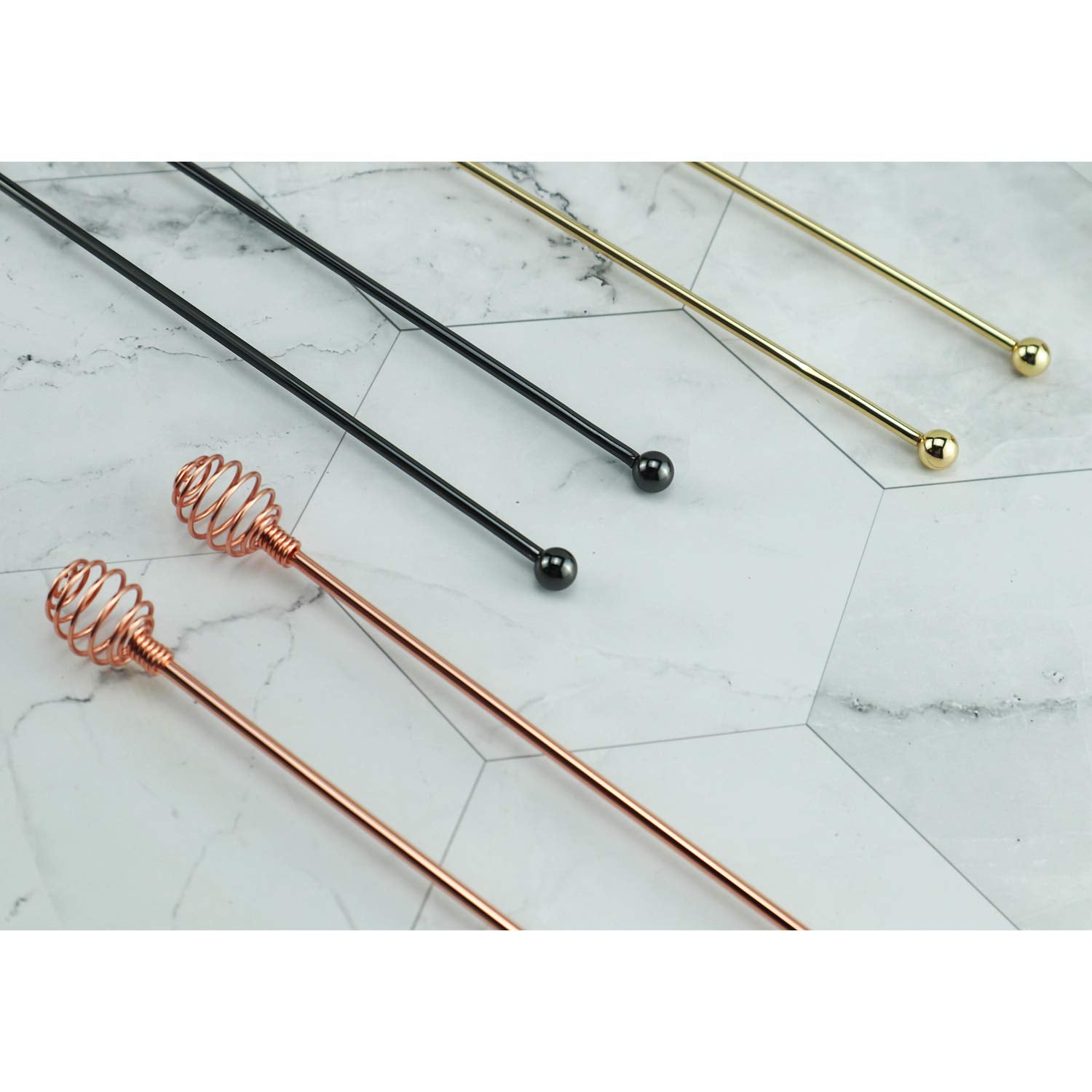 BURLIHOME Coffee Stir Sticks,7.48" Dual-ended Mixing Spoons,Rose,4-Pack