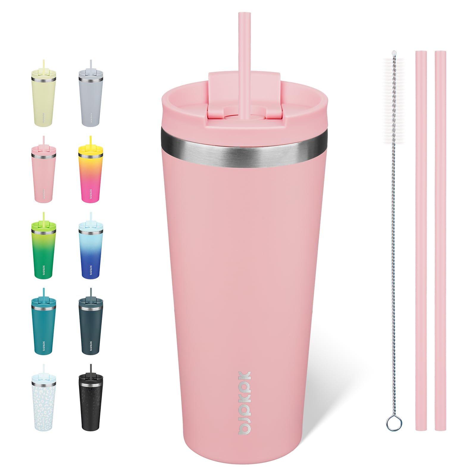 BJPKPK 22 oz Coffee Tumbler with Straw, Insulated Stainless Steel Cup