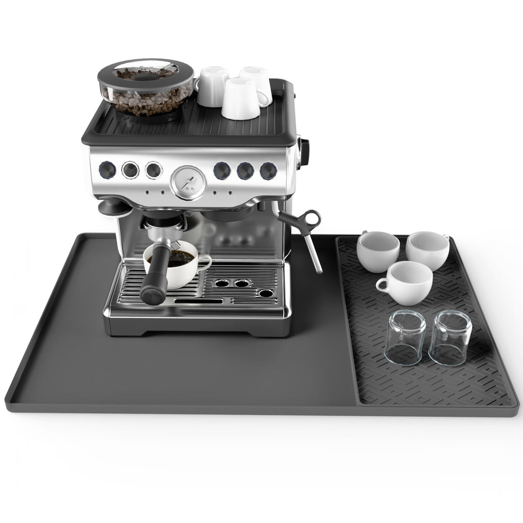 Silicone Coffee mat 24''x16'' – Non-Slip Bar Mat with Detachable Drying Layer for Espresso Machines, Countertops & Dish Racks