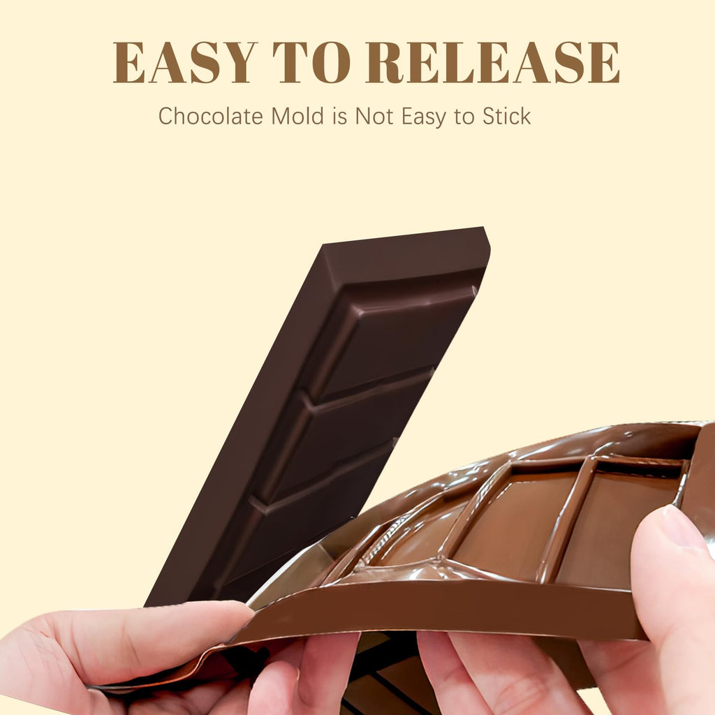 Zivcaer 2 Pack Chocolate Bar Mold Deep for Stuffed Bar, Non-Stick Thick Chocolate Molds, Silicone Chocolate Candy Molds for Knafeh Pistachio Chocolate Bar, Candy, DIY Handmade Gifts (5 Snap+10 Snap)