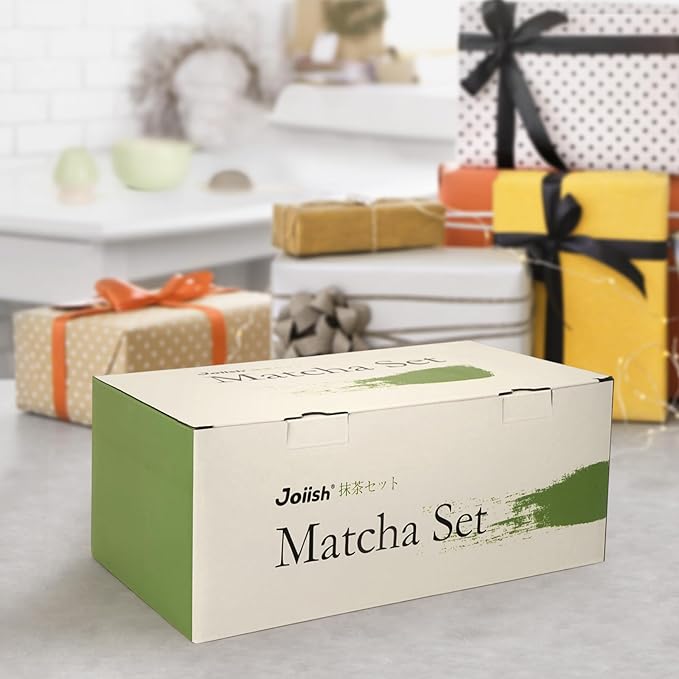 10-Pcs Matcha Kit Set, Whisk and Bowl with Spout & Measuring Spoon, Japanese Tea Making Tools, Complete Matcha Gift Set for Starter, Mottled Green