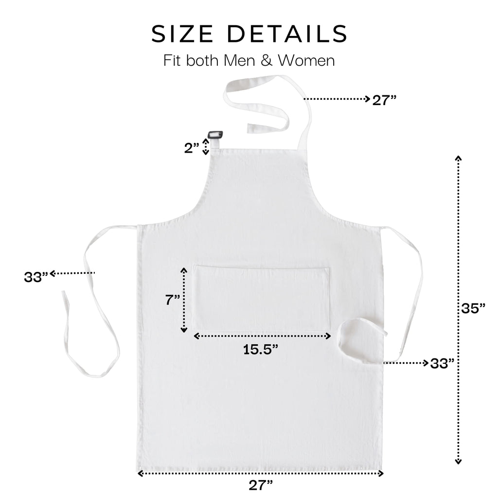 RAJRANG 100% Cotton White Apron with 3 Pockets Chef Restaurant Kitchen BBQ Backing Cooking Painting and Crafting Aprons Pack of 5