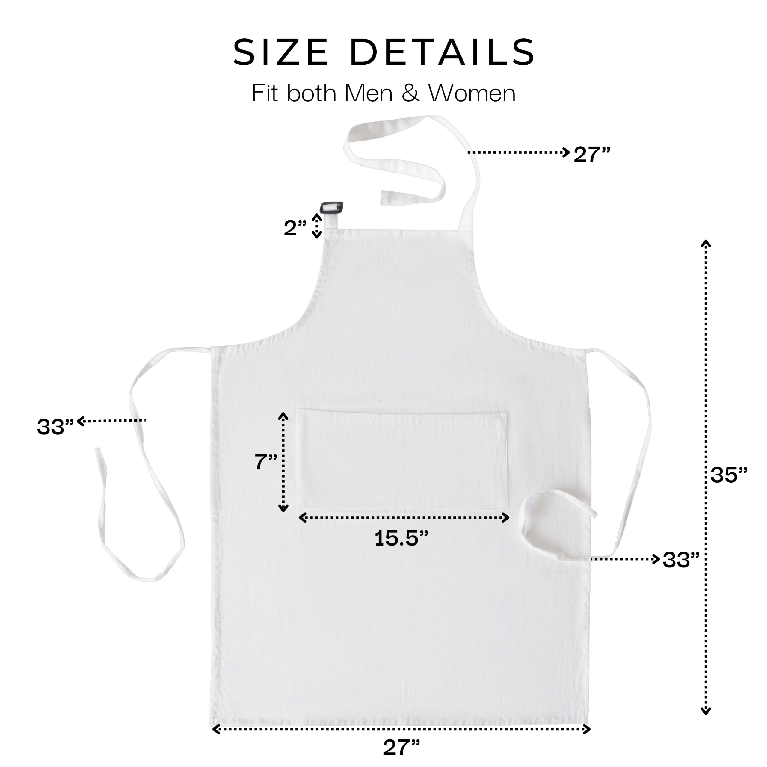 RAJRANG 100% Cotton White Apron with 3 Pockets Chef Restaurant Kitchen BBQ Backing Cooking Painting and Crafting Aprons Pack of 5
