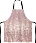 Rose Gold Rainbow Glitter Bib Apron with Adjustable Neck for Men Women,Suitable for Home Kitchen Cooking Waitress Chef Grill Bistro Baking BBQ Apron