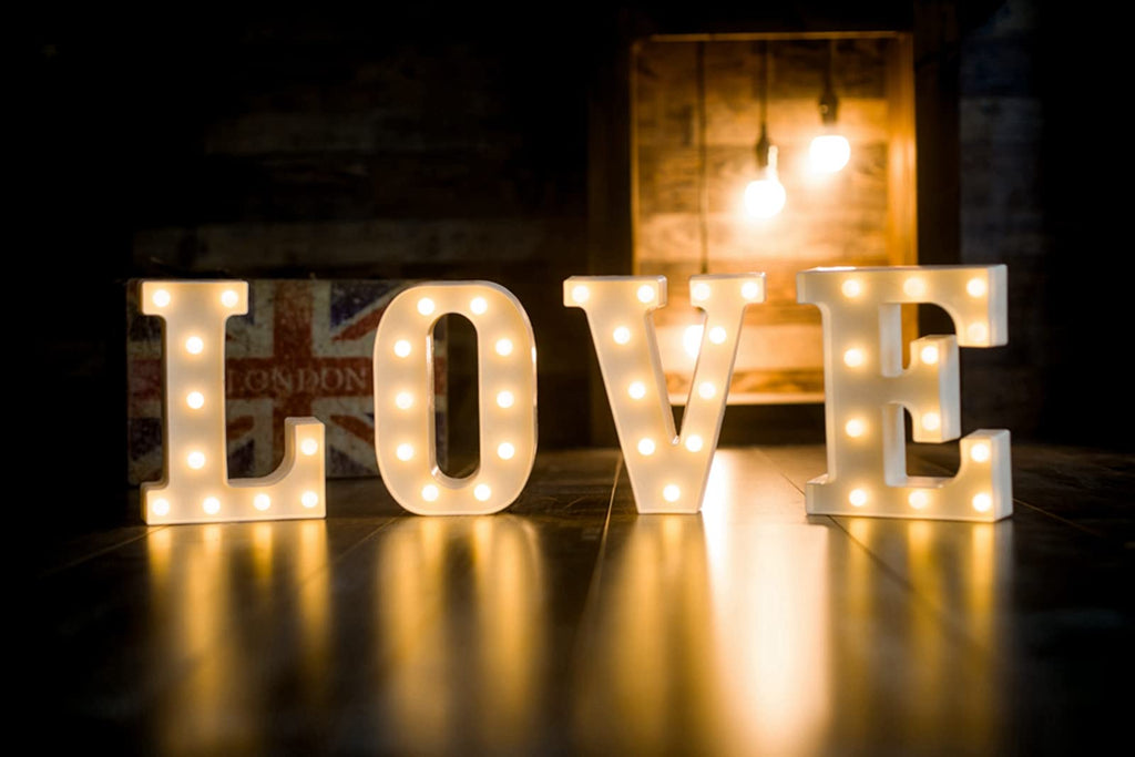 Foaky LED Letter Lights Sign Marquee Light Up Letters Sign for Night Light Wedding/Birthday Party Battery Powered Christmas Lamp Home Bar Decoration(F)