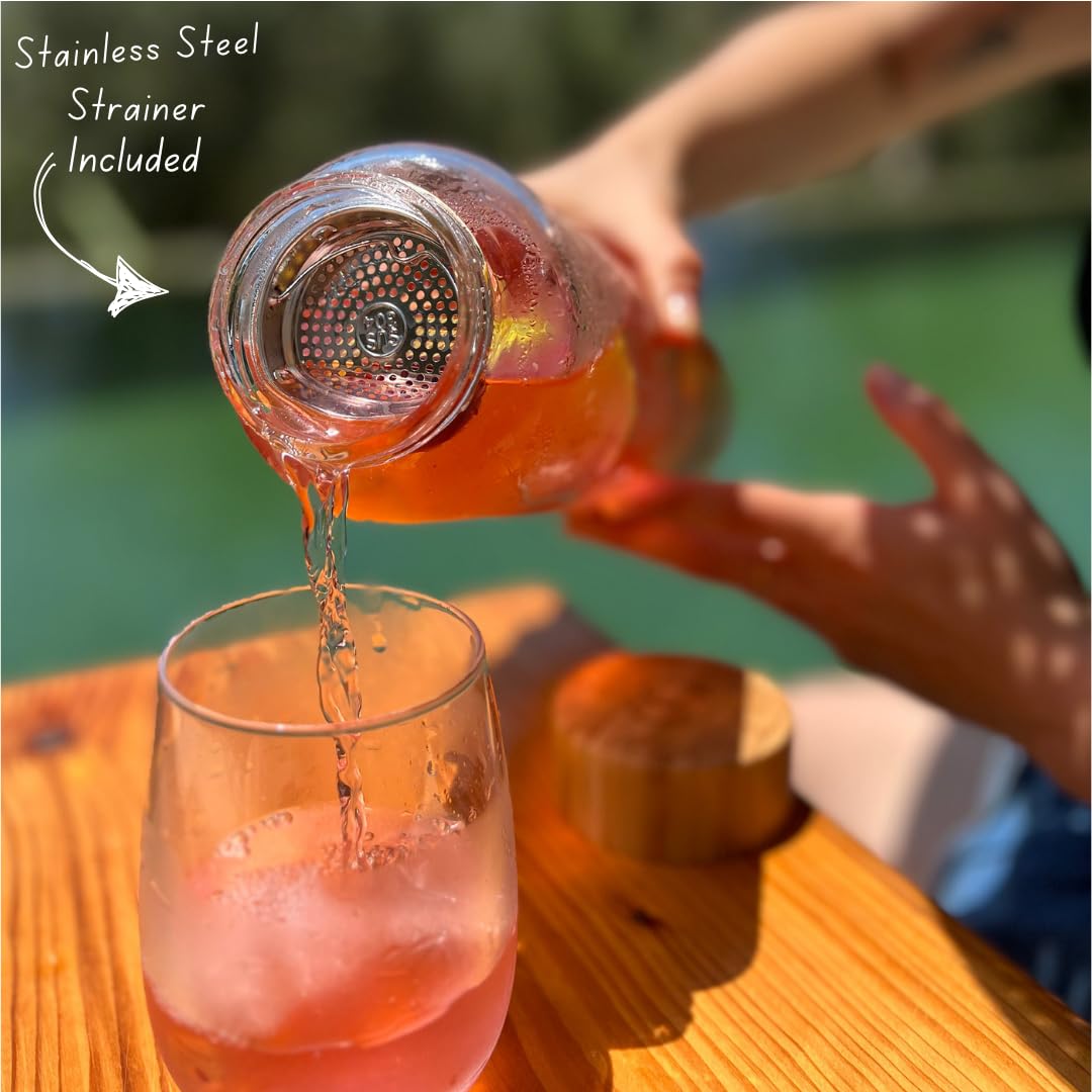 mayu, Pure Glass Reusable Water Bottle w/Bamboo Lid (1.5 Liter) 100% Grade-A Borosilicate Glass, Modern Minimalist Design, Leak Proof, Eco Friendly, Great for Outdoor & Everyday Use, Dishwasher Safe